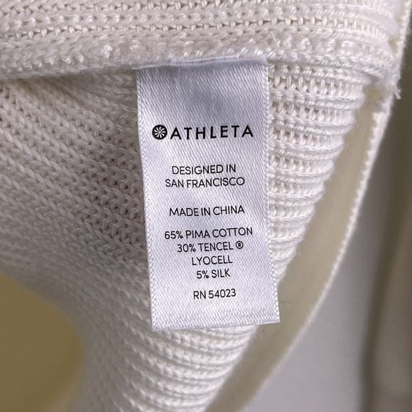 Athleta Asym Rest Day Ivory Sweater side slit Ivory Off White Knit Women's Small - Picture 6 of 8